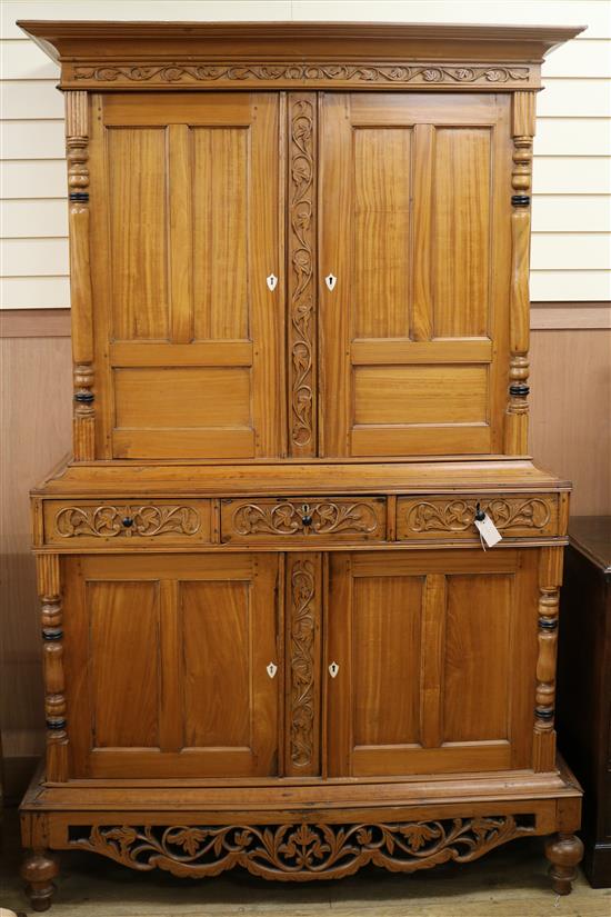 A 19th century French satinwood bookcase cabinet W.133cm